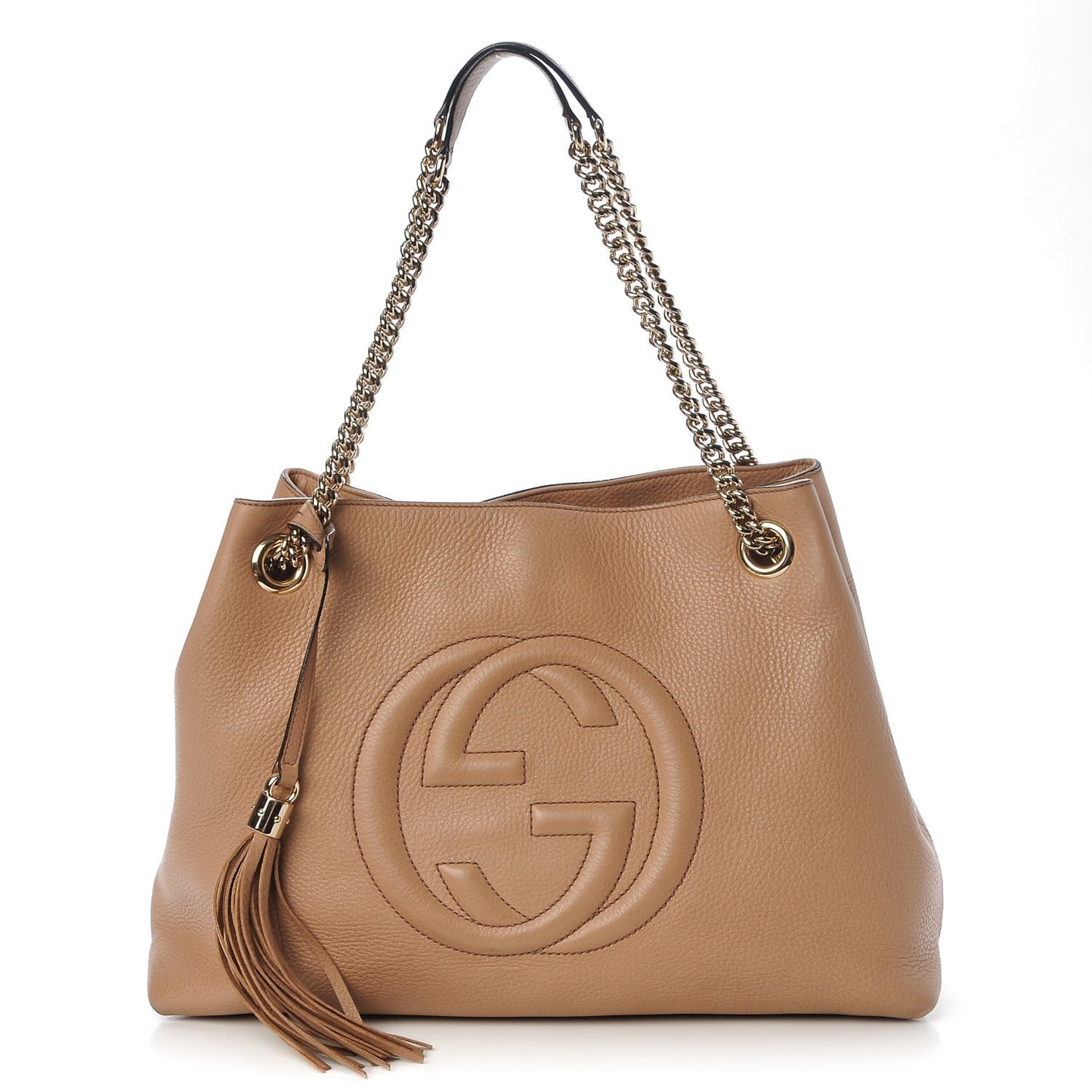 Pebbled Calfskin Medium Soho Chain Shoulder Bag Rose Beige