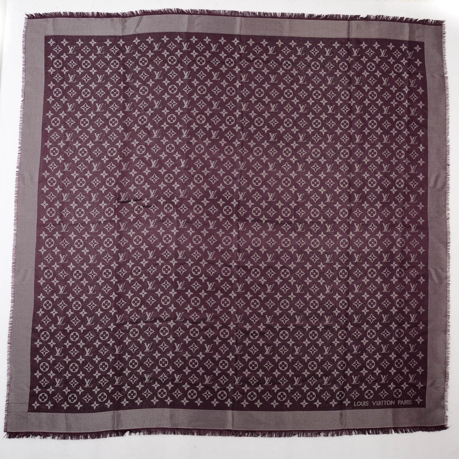 Louis Vuitton Silk Lurex Wool Monogram Shine Shawl Amarante 3 of 5