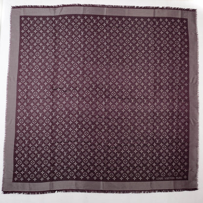 Louis Vuitton Silk Lurex Wool Monogram Shine Shawl Amarante 3 of 5