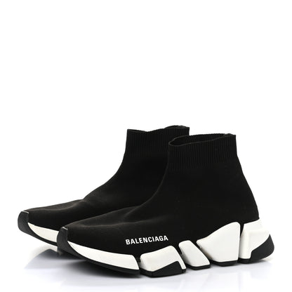 Balenciaga Technical 3D Recycled Knit Bi-Color Sole Womens Speed 2.0 Sneakers 37 Black White 3 of 13