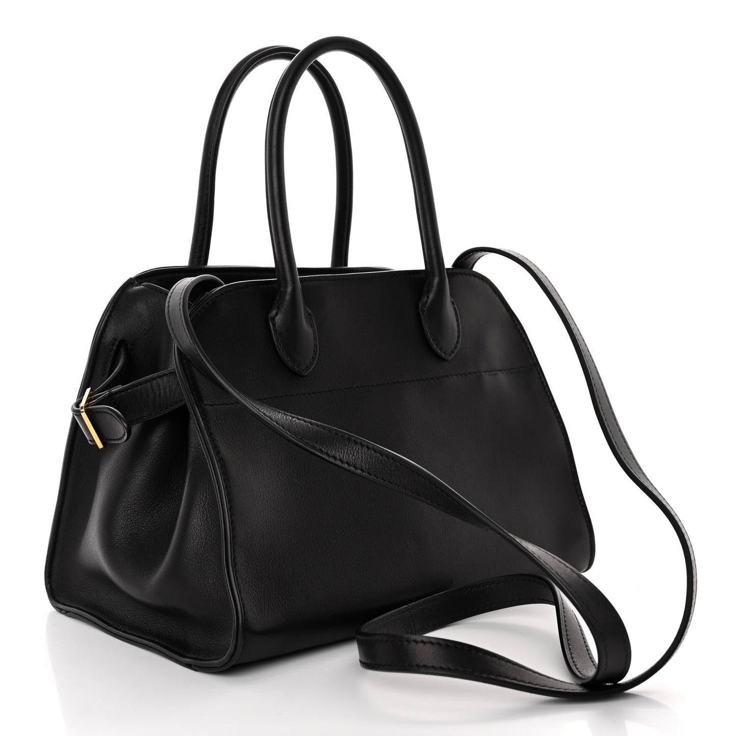 Polished Saddle Calfskin Soft Margaux 10 Bag Black