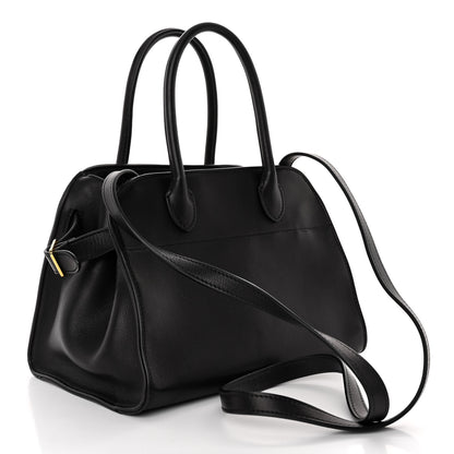 The Row Polished Saddle Calfskin Soft Margaux 10 Bag Black 3 of 9