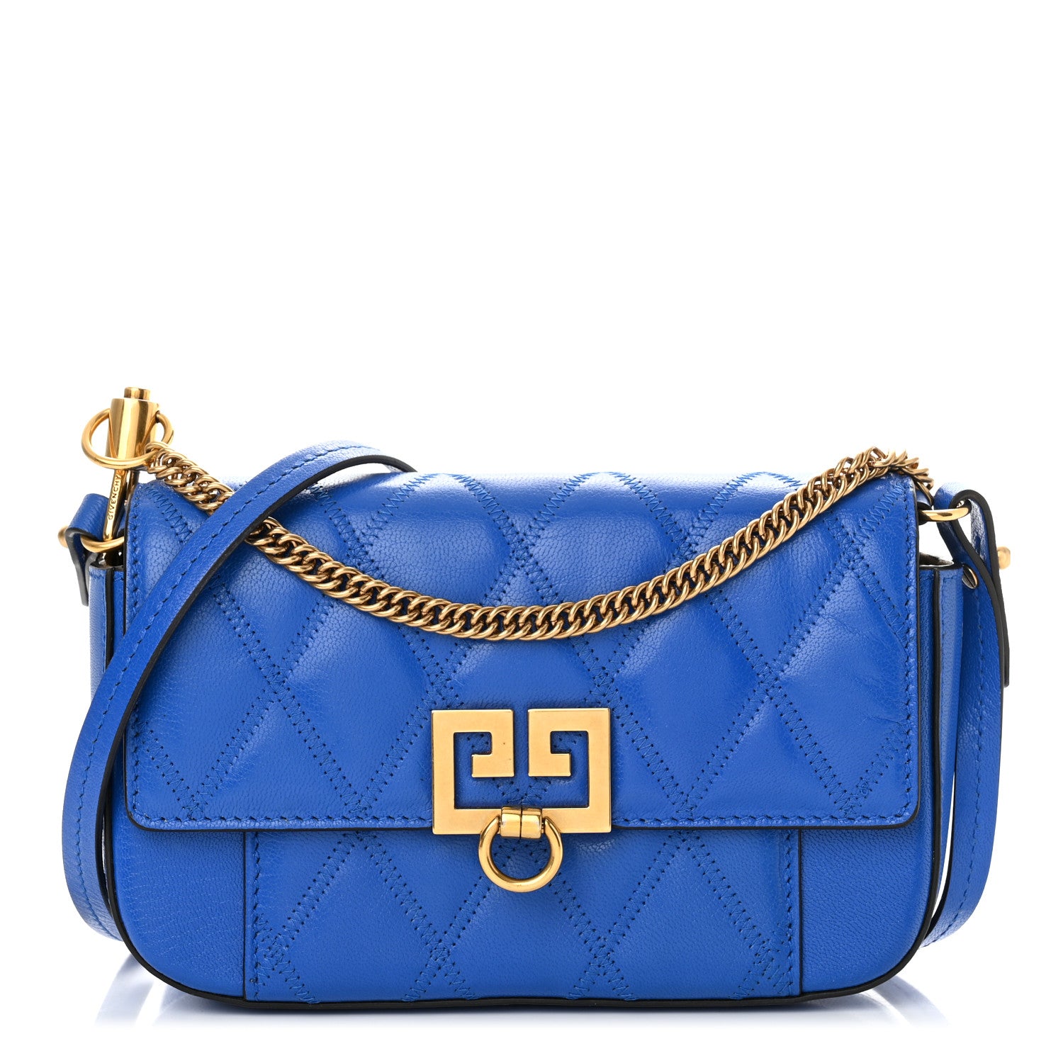 Givenchy Goatskin Quilted GV3 Mini Pocket Convertible Bag Blue 1 of 7