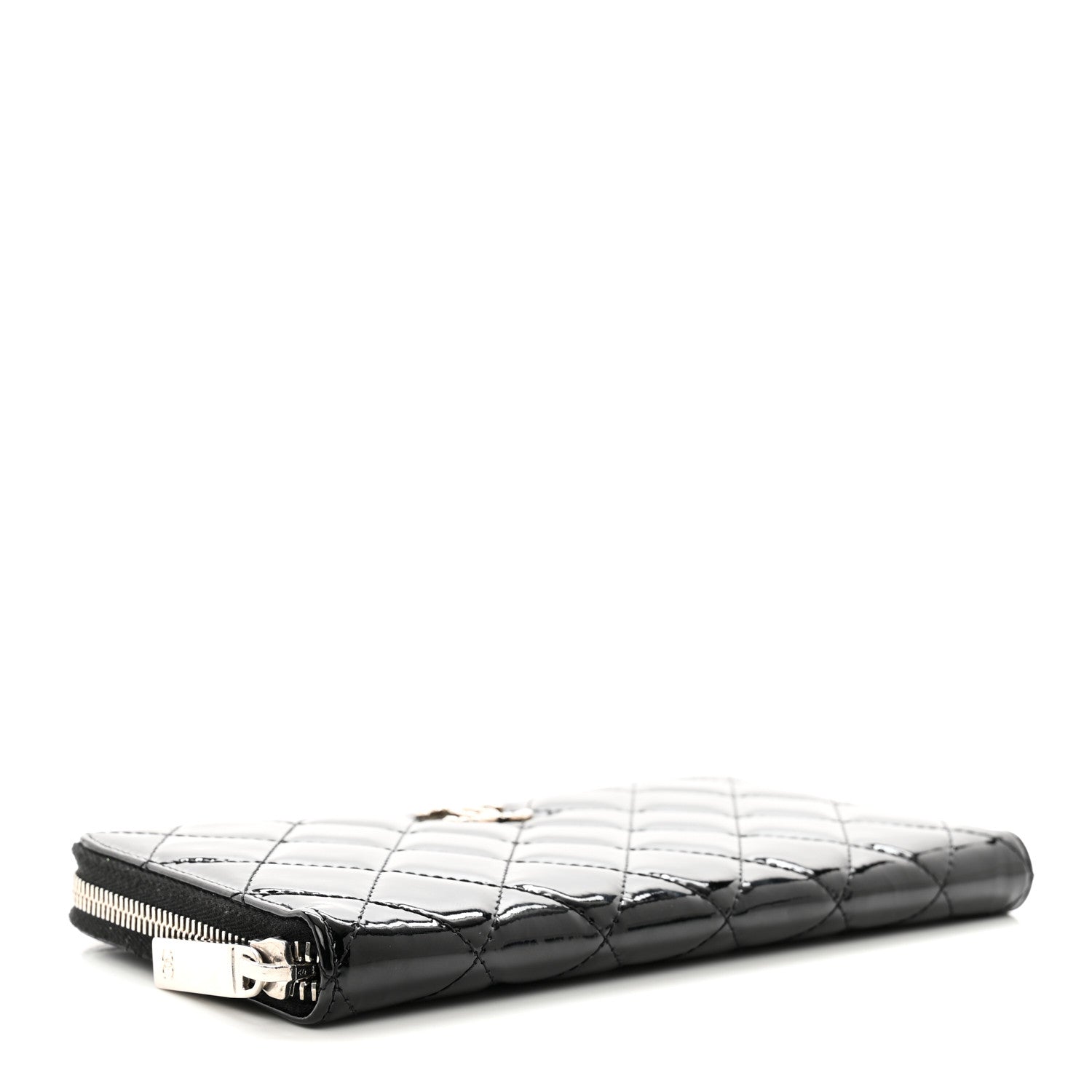 Chanel Patent Quilted Brilliant Zip Around Wallet Black 4 of 9