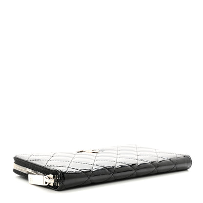 Chanel Patent Quilted Brilliant Zip Around Wallet Black 4 of 9