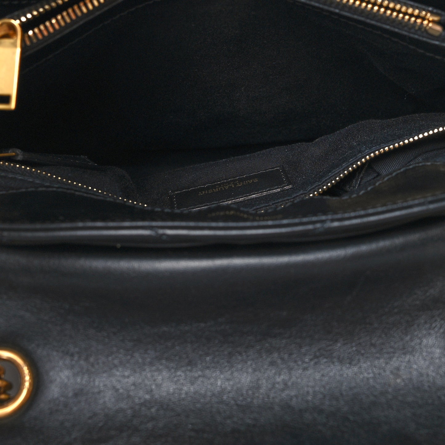 Calfskin Y Quilted Monogram Medium Loulou Chain Satchel Black