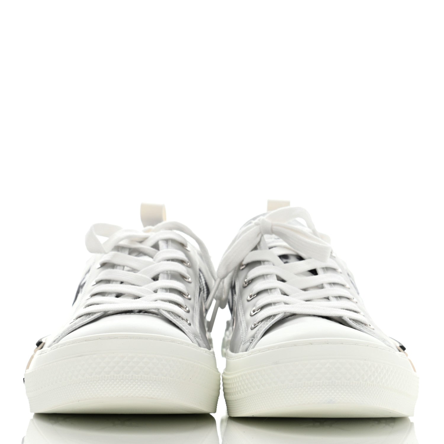 Christian Dior Technical Canvas Oblique Mens B23 Low Top Sneaker 44 White Black 2 of 8