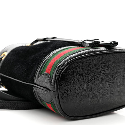 Gucci Suede Patent Web Mini Ophidia Bucket Bag Black 9 of 10