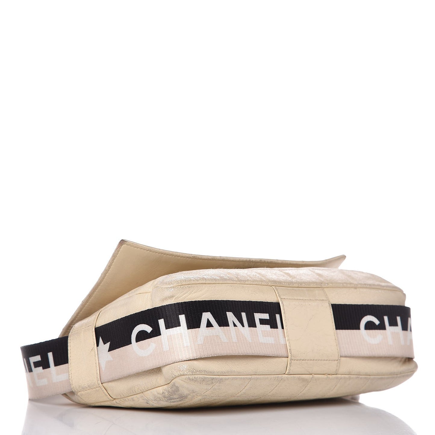 Lambskin Sport Flap Bag Beige Black