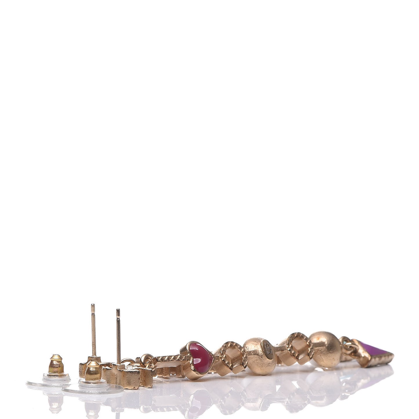 Pearl Enamel Logo Long Drop Earrings Gold