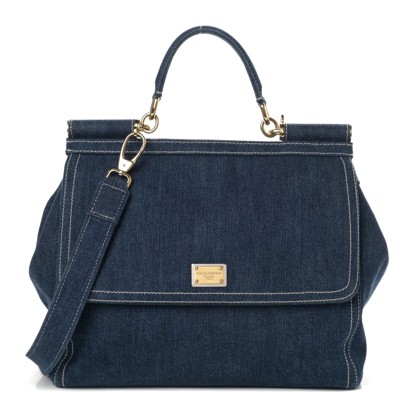 Denim Large Miss Sicily Satchel Blue
