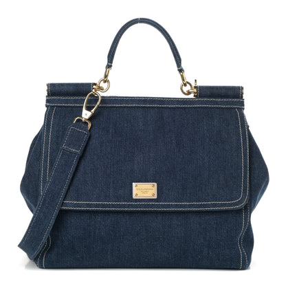 Dolce & Gabbana Denim Large Miss Sicily Satchel Blue 1 of 10