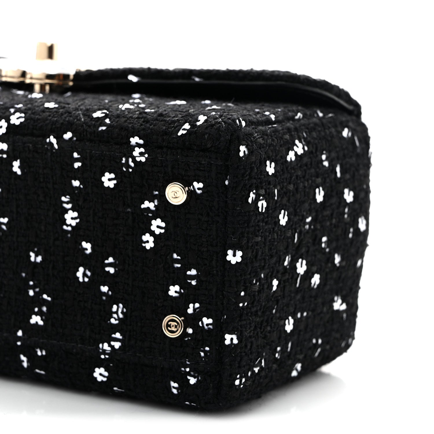 Chanel Tweed Sequin Quilted Top Handle Box Bag Black 10 of 10