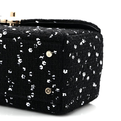 Chanel Tweed Sequin Quilted Top Handle Box Bag Black 10 of 10