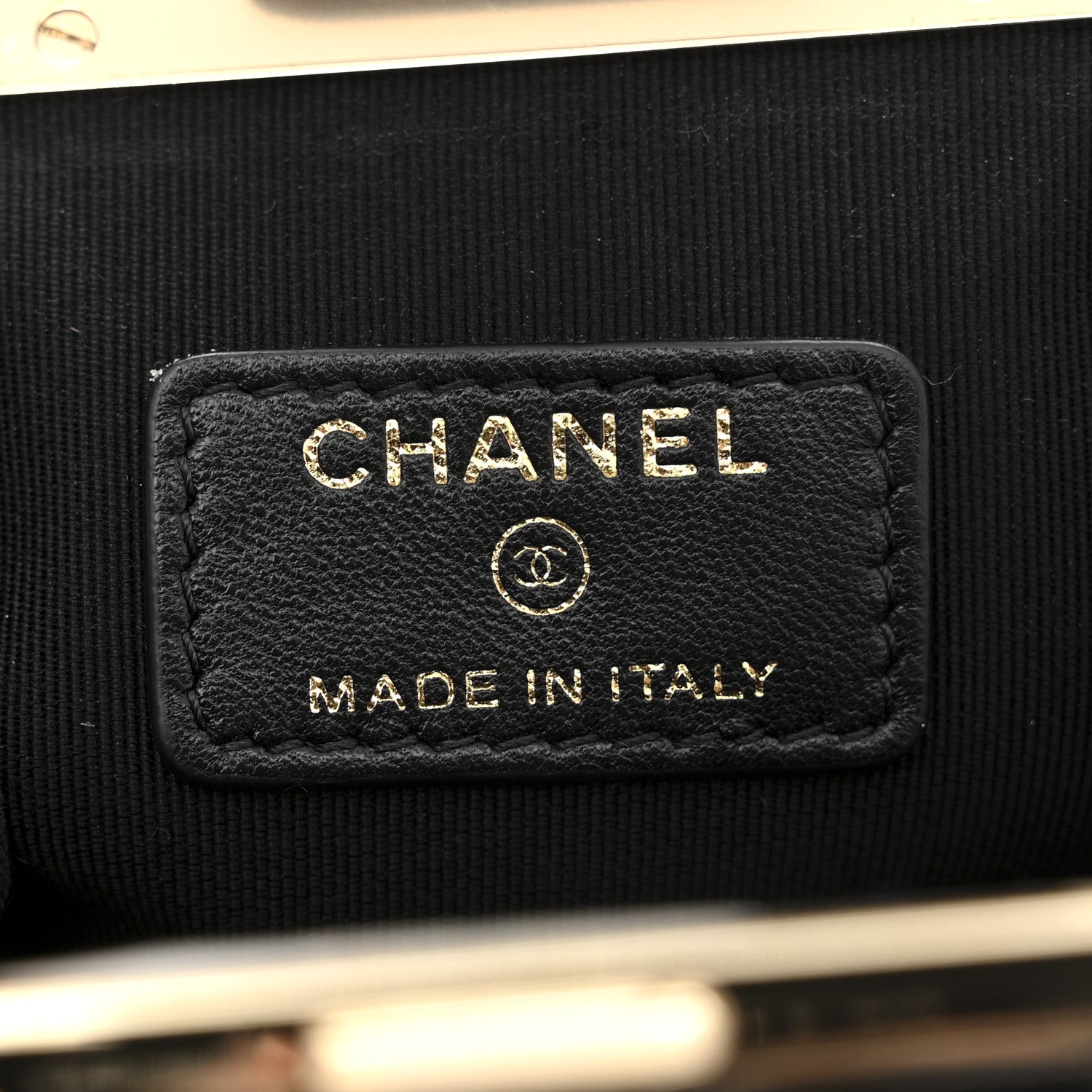 Chanel Shiny Aged Lambskin Quilted Kiss Lock Clutch With Chain Black 6 of 10