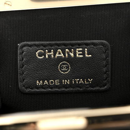 Chanel Shiny Aged Lambskin Quilted Kiss Lock Clutch With Chain Black 6 of 10