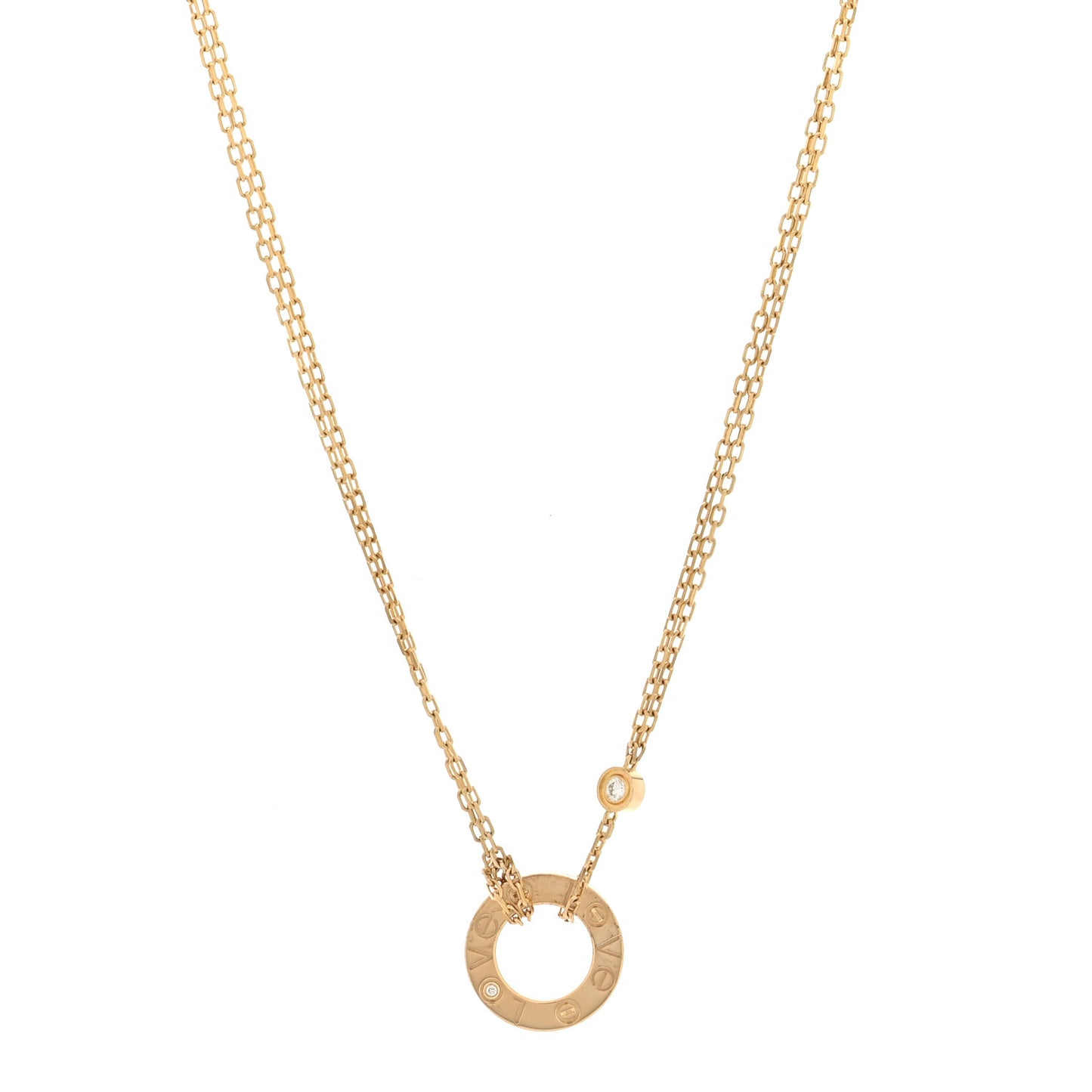 18K Yellow Gold 2 Diamond LOVE Necklace