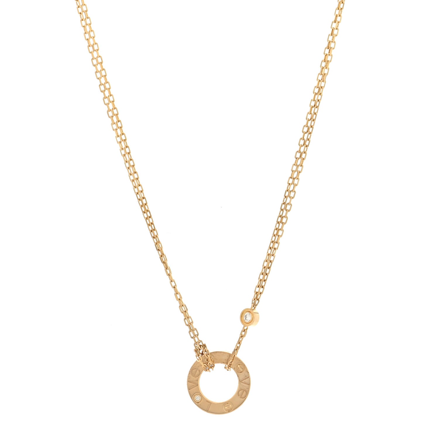 Cartier 18K Yellow Gold 2 Diamond LOVE Necklace 1 of 4