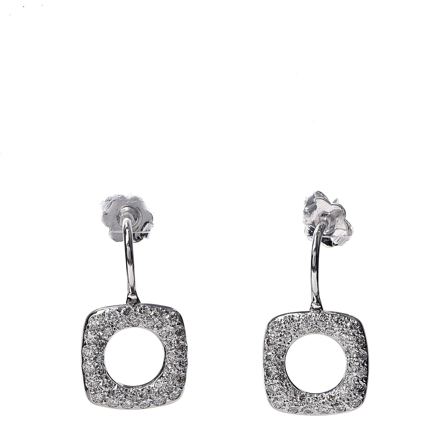 Tiffany 18K White Gold Diamond Cushion Drop Earrings 1 of 5