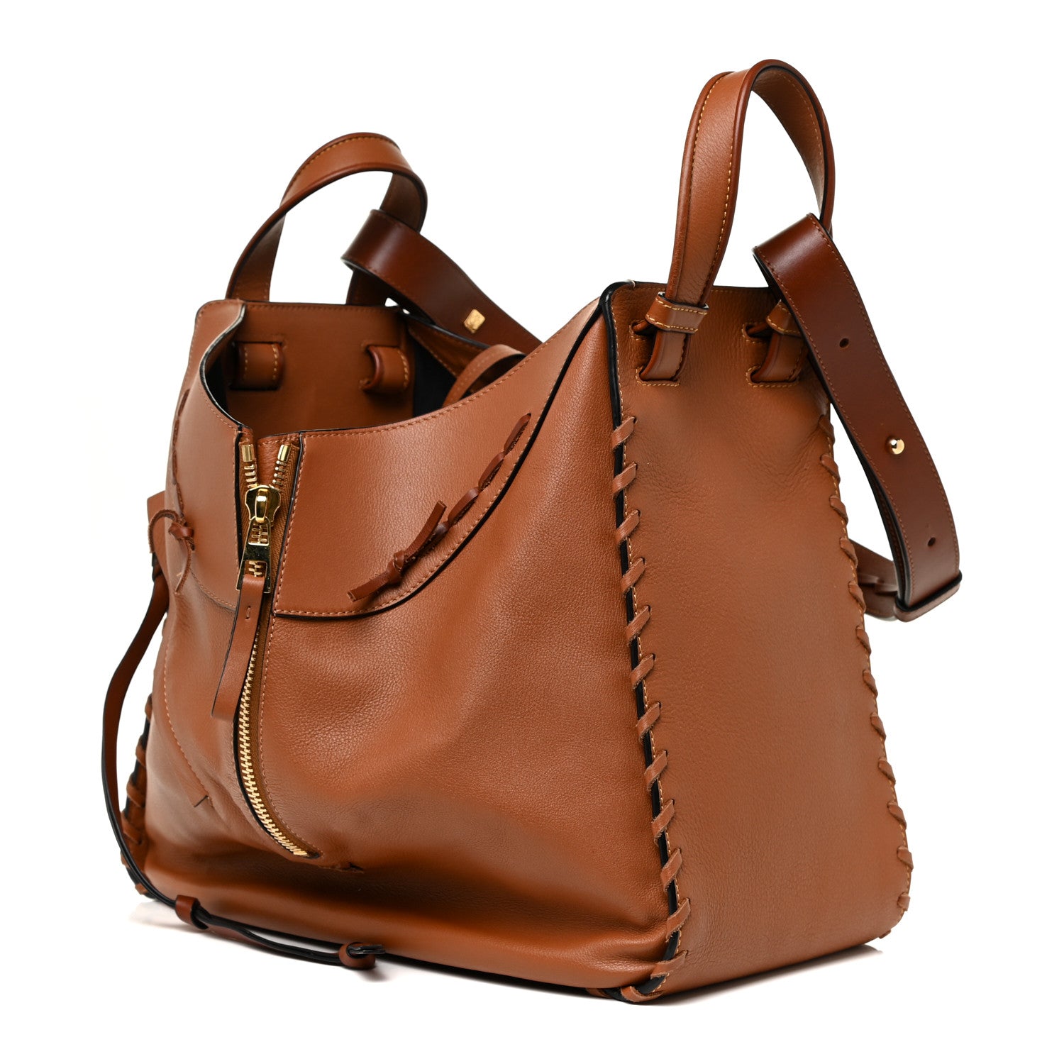 Loewe Calfskin Laced Hammock Shoulder Bag Tan 2 of 18