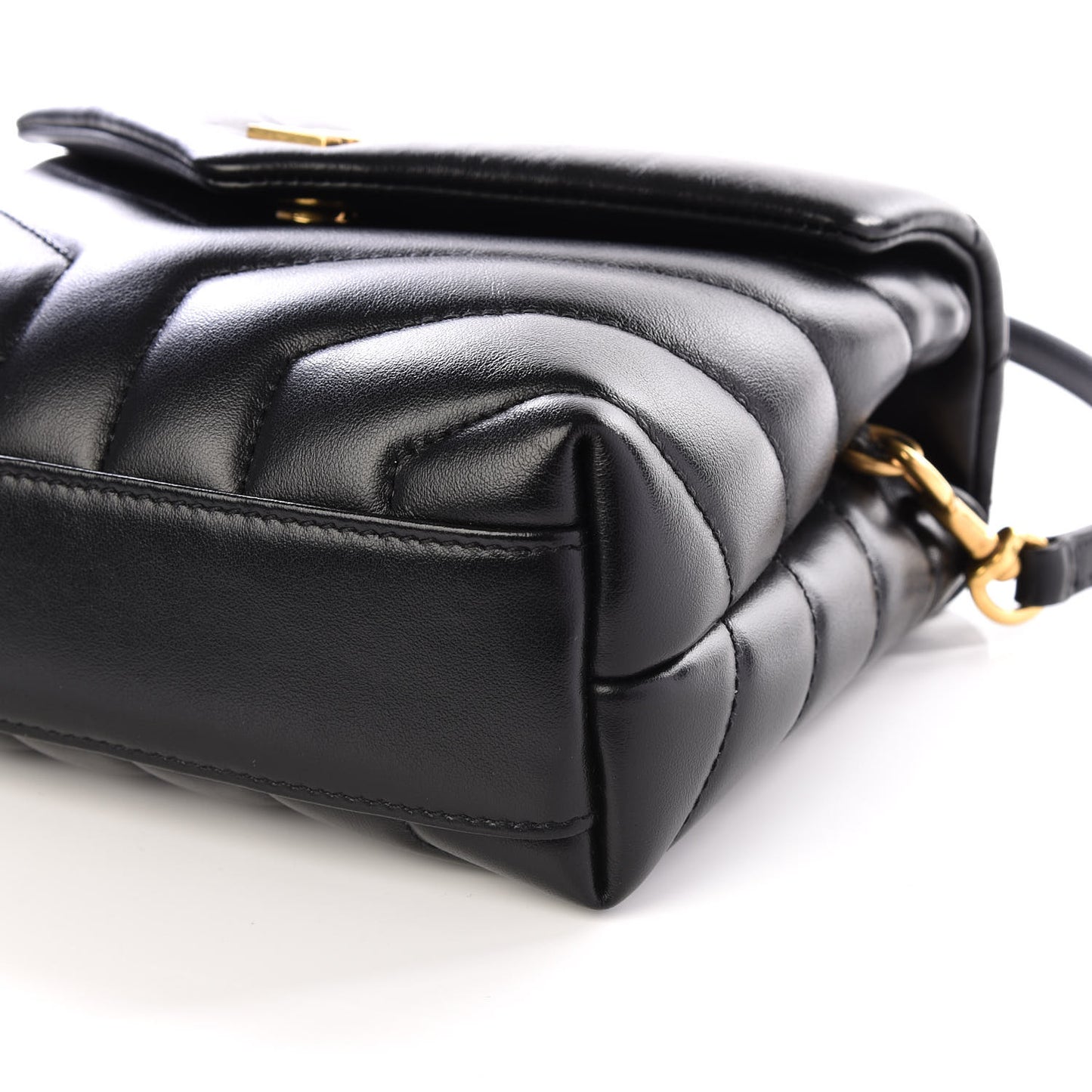 Calfskin Y Quilted Monogram Toy Loulou Crossbody Bag Black