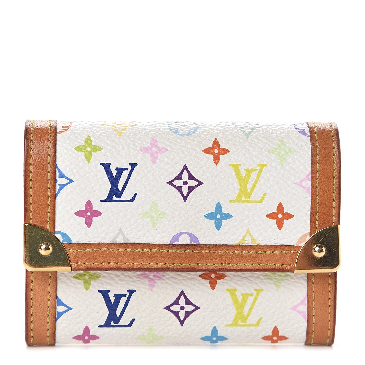 Louis Vuitton Monogram Multicolor Porte-Monnaie Plat Coin Purse White 1 of 6