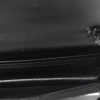 Saint Laurent Grain De Poudre Matelasse Chevron Monogram Envelope Chain Wallet Black 4 of 14