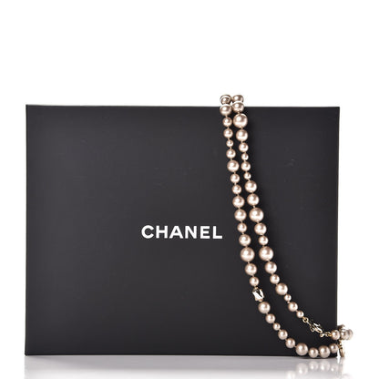 Chanel Resin Pearl CC Long Necklace in Golden Pearly Beige 7 of 7
