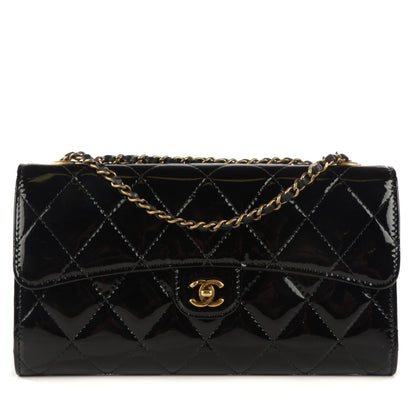 Chanel Patent Goatskin Quilted CC Eyelet Wallet On Chain Black 1 of 7