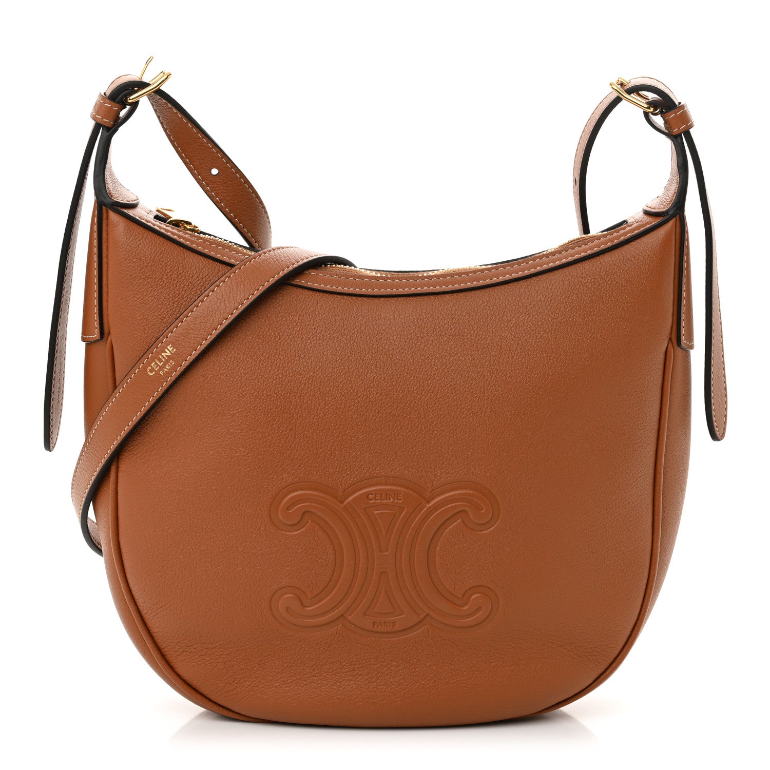 Celine Supple Calfskin Small Triomphe Heloise Shoulder Bag Tan 1 of 10