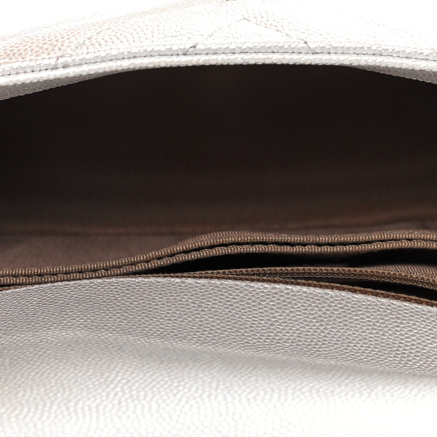 Iridescent Caviar Chevron Quilted Mini Coco Handle Flap White