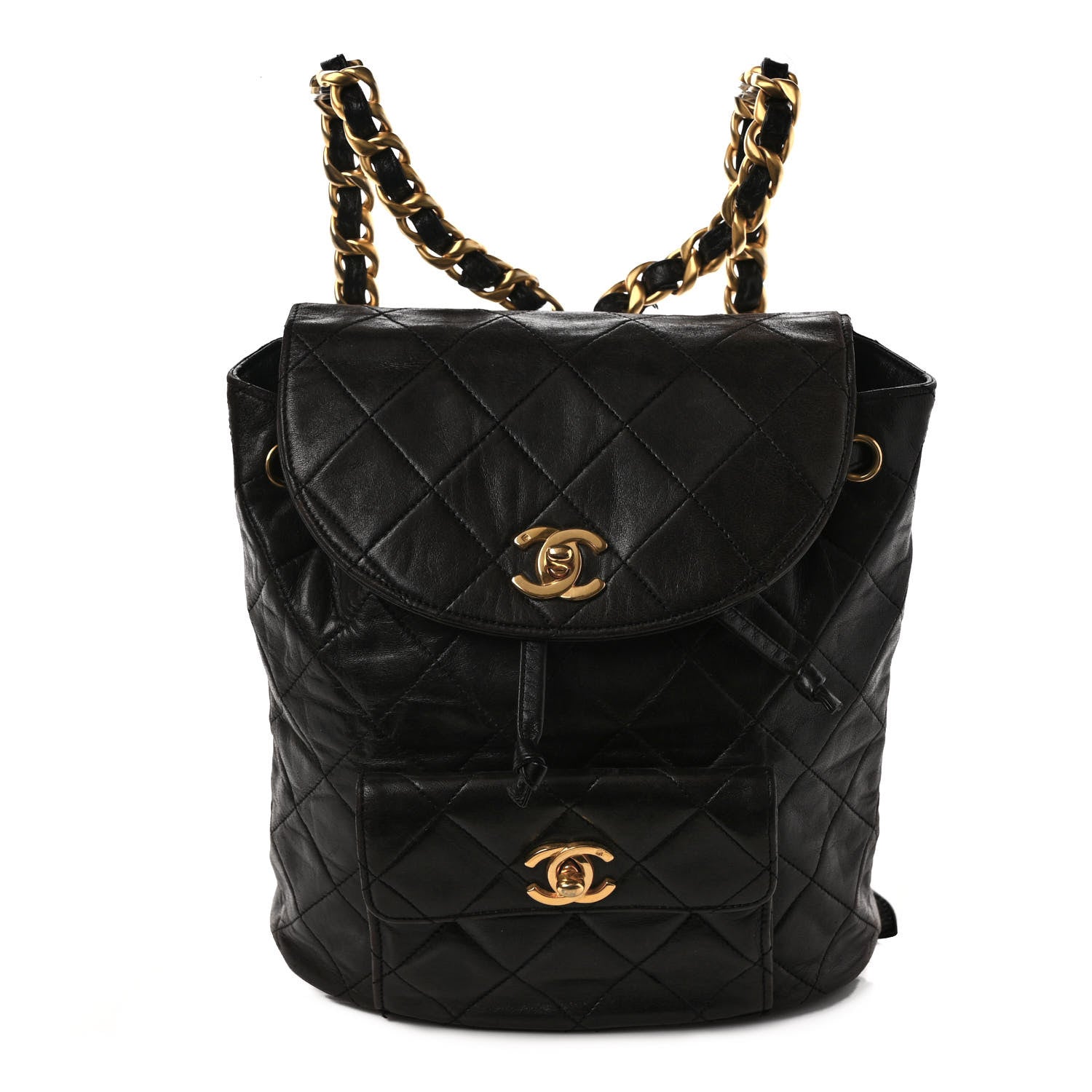 Chanel Lambskin Quilted Drawstring Backpack Black 1 of 13