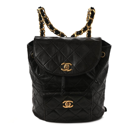 Chanel Lambskin Quilted Drawstring Backpack Black 1 of 13