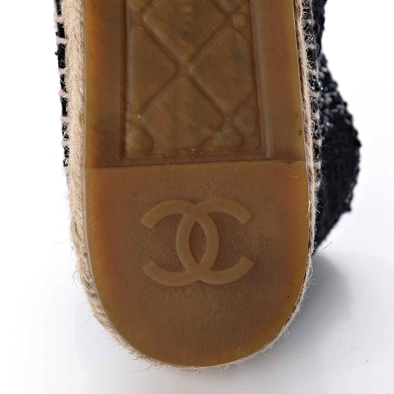 Chanel Metallic Tweed Lambskin CC Espadrilles 39 Black Silver 10 of 13