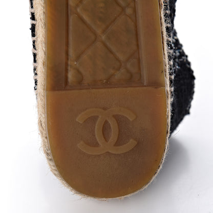 Chanel Metallic Tweed Lambskin CC Espadrilles 39 Black Silver 10 of 13