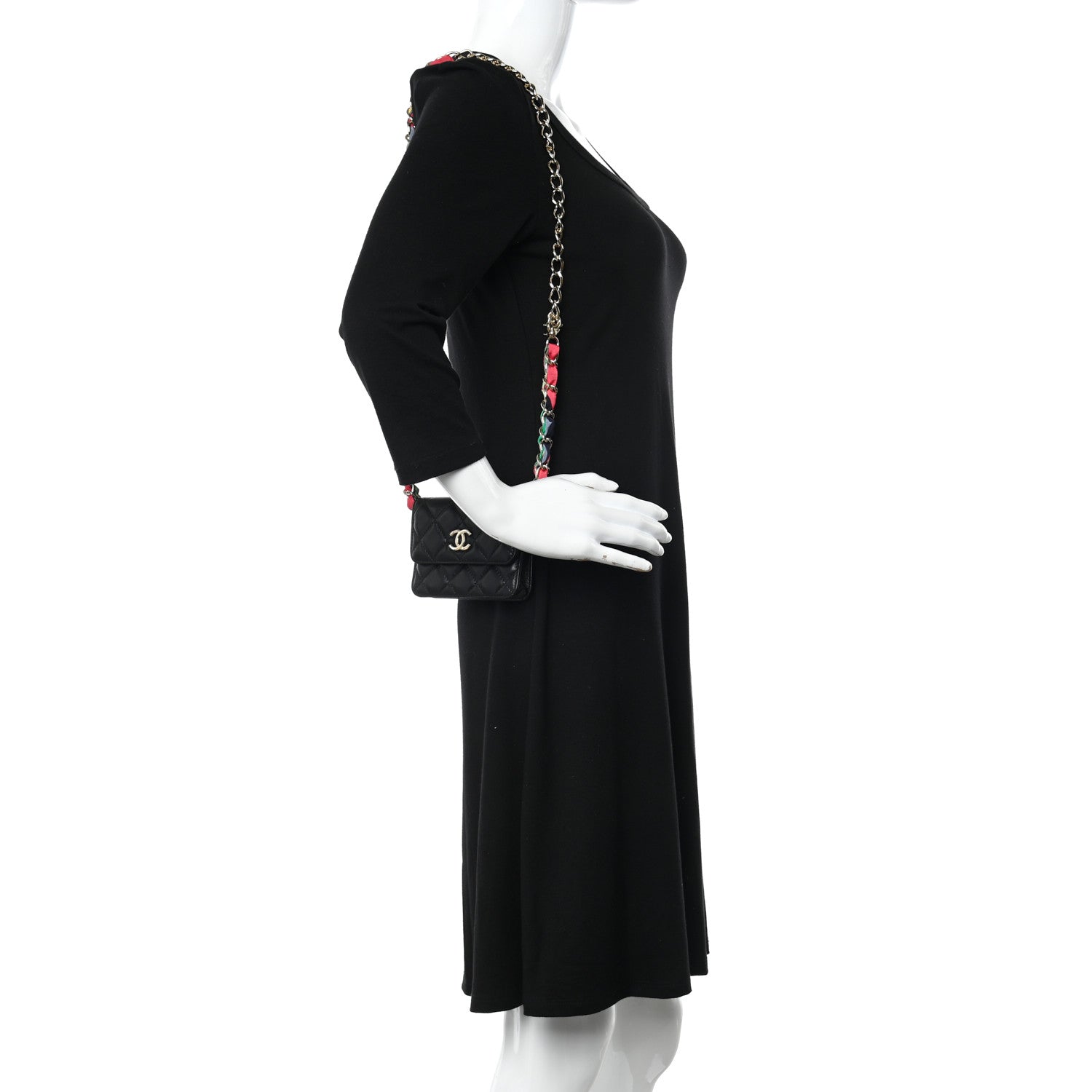 Chanel Shiny Lambskin Ribbon Quilted Flap Belt Bag Black 2 of 12