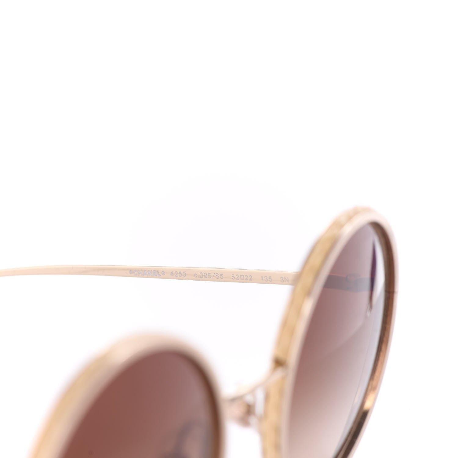 Chanel Metal Raffia Braided Round Sunglasses 4250 Gold 5 of 7