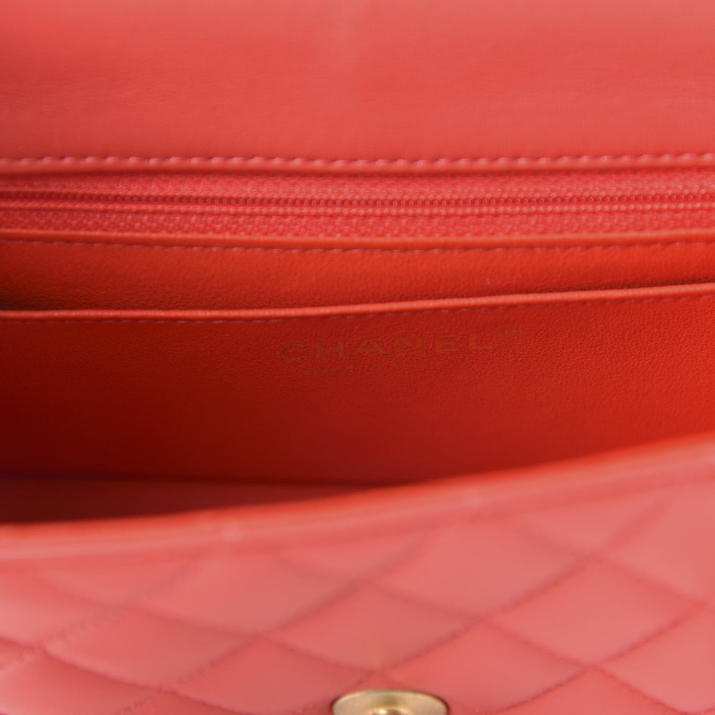 Lambskin Quilted Mini Rectangular Flap Red
