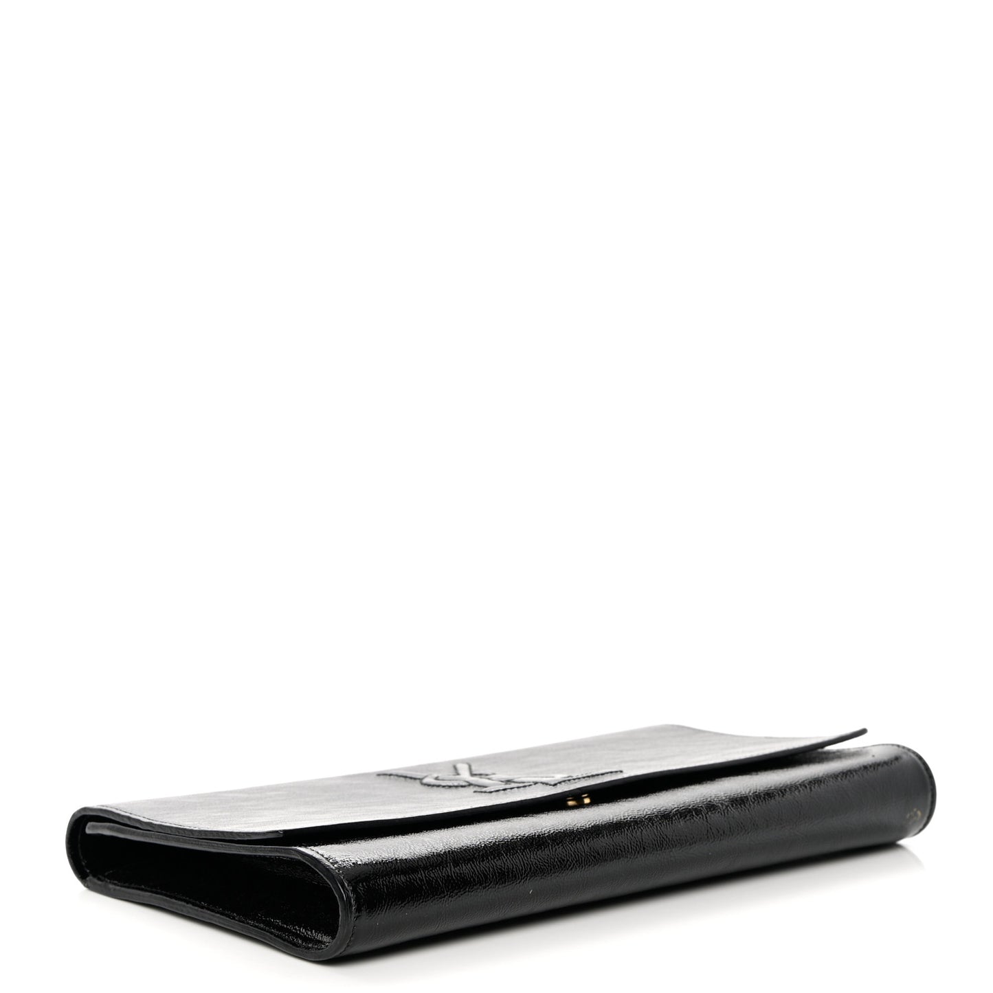 Textured Patent Monogram Large Belle De Jour Clutch Black