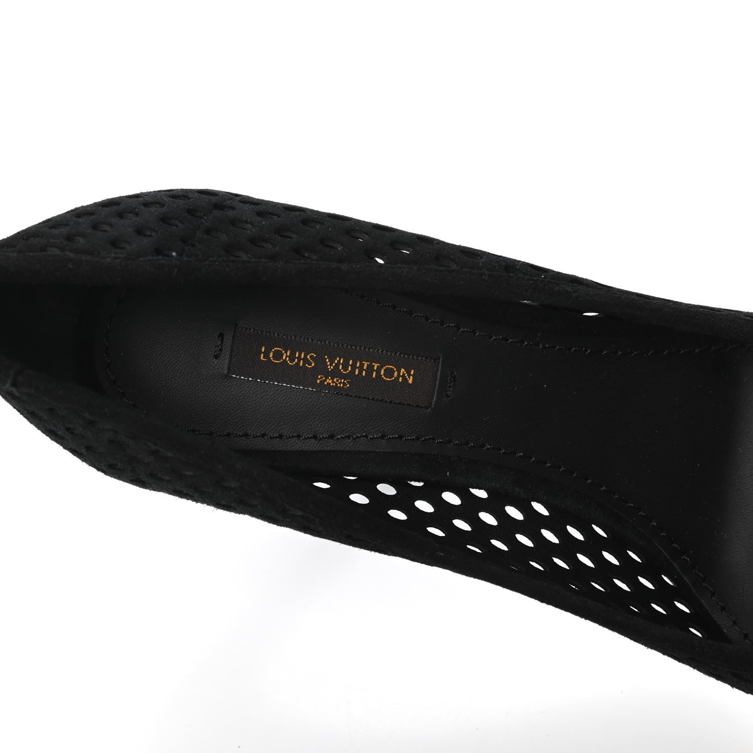 Louis Vuitton Suede Perforated Eyeline Pumps 37.5 Black 7 of 8