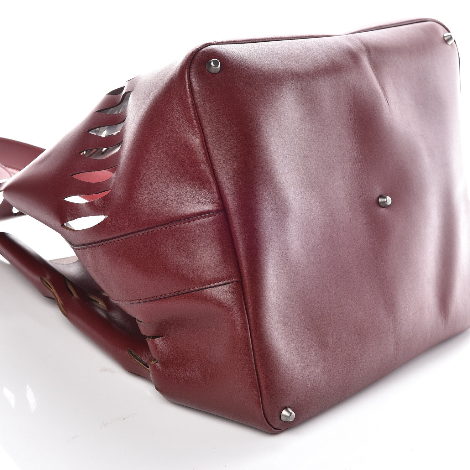 Alaia Calfskin Oval Laser Cut Out Tote Pourpre 8 of 9
