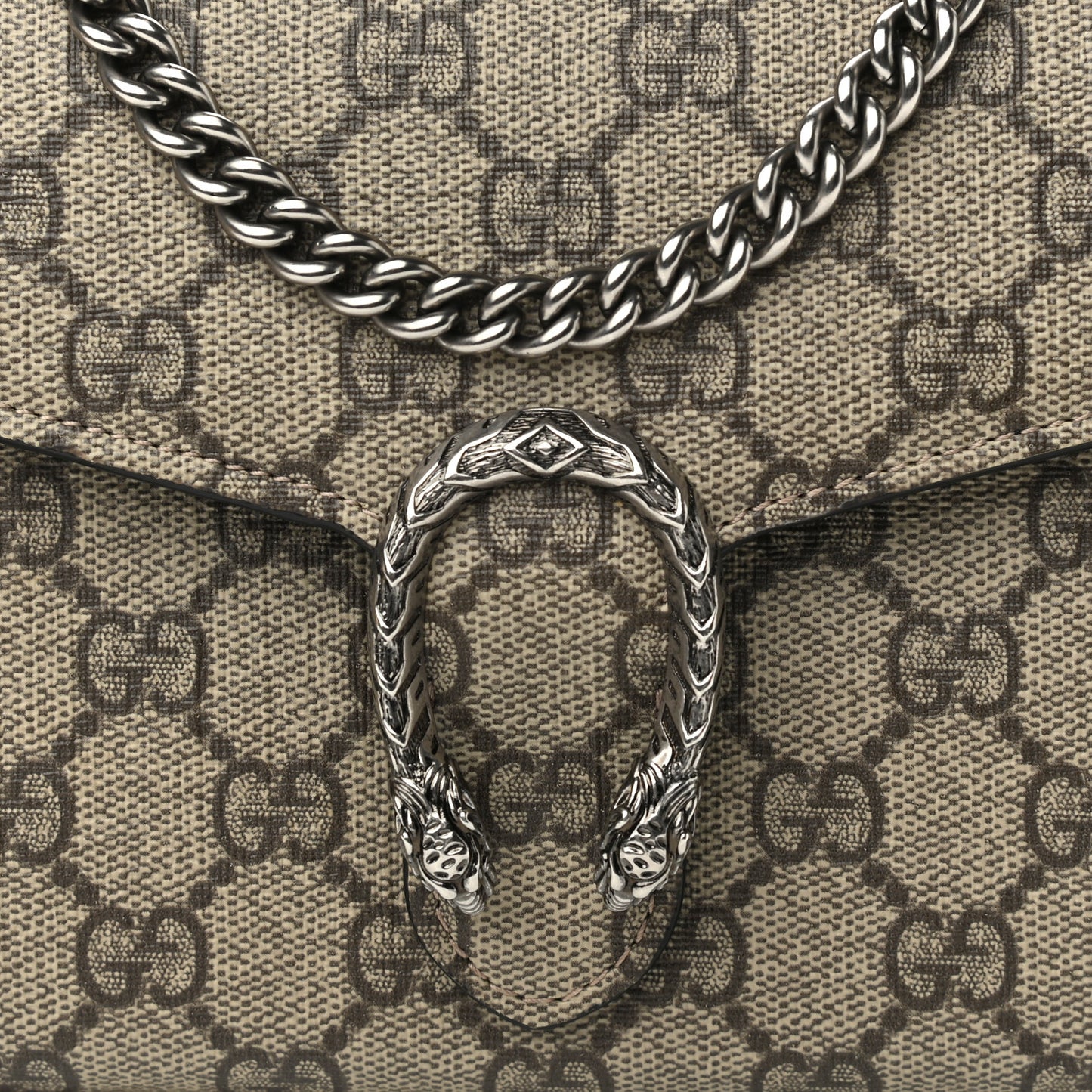 GG Supreme Monogram Mini Dionysus Chain Wallet Beige Black