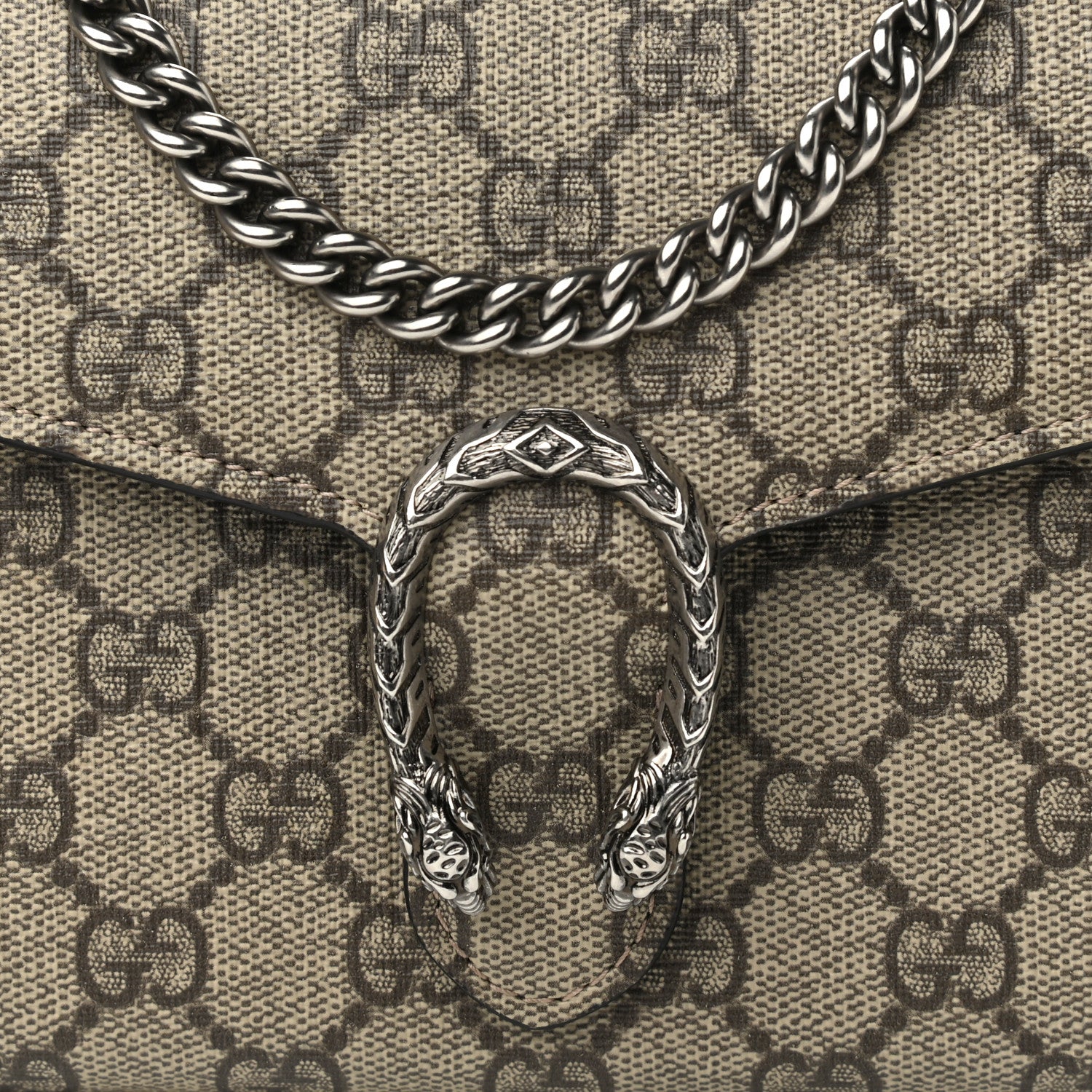 Gucci GG Supreme Monogram Mini Dionysus Chain Wallet Beige Black 8 of 12