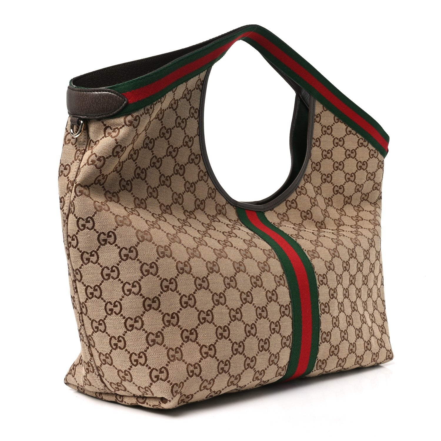Gucci GG Monogram Web Large Giglio Tote Beige Brown 4 of 10
