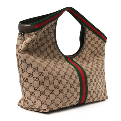 Gucci GG Monogram Web Large Giglio Tote Beige Brown 4 of 10