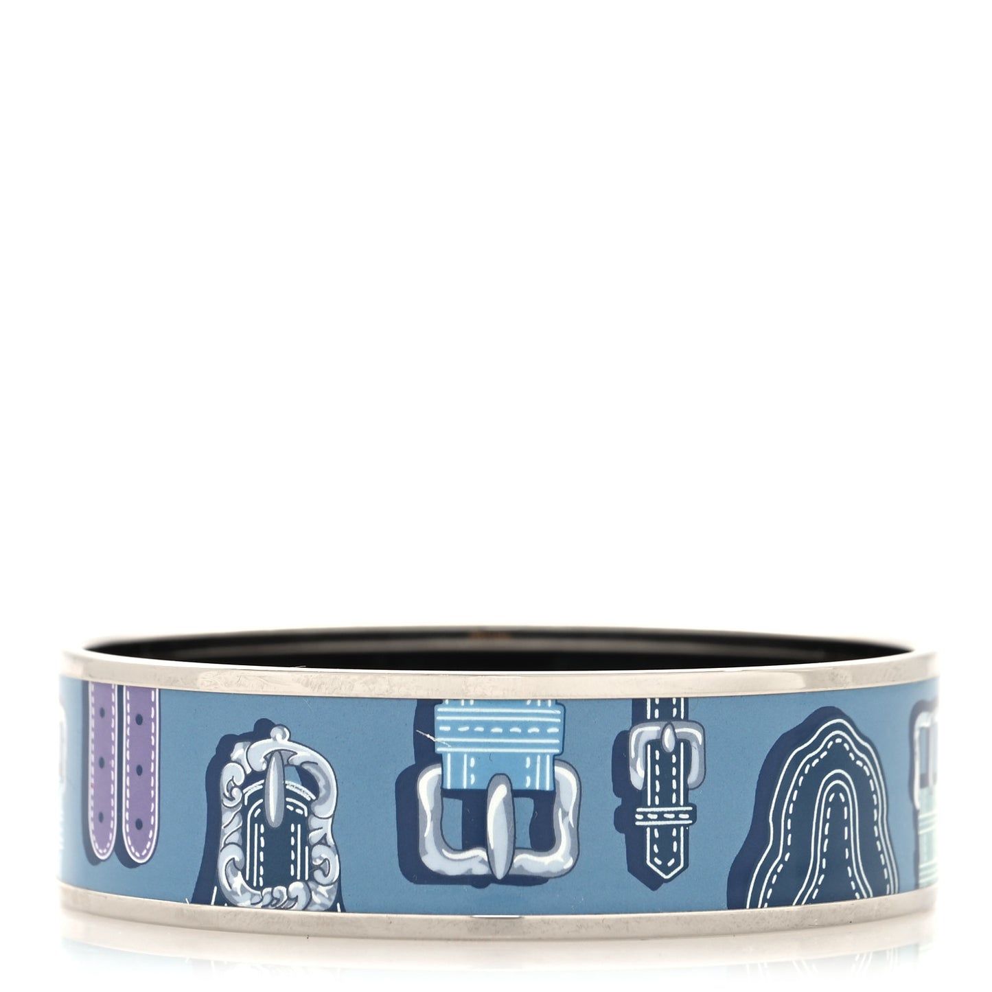 Enamel Printed Harnais des Presidents Wide Bracelet 62 Bleu