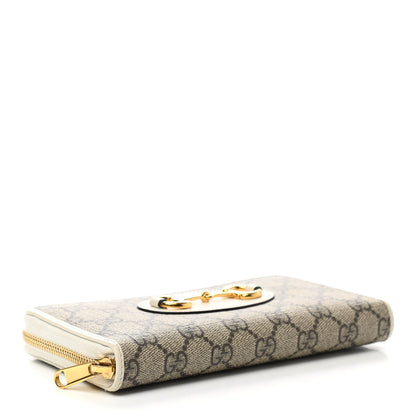 Gucci GG Supreme Monogram Azalea Calfskin Horsebit 1955 Zip Around Wallet Beige Ebony Mystic White 8 of 15