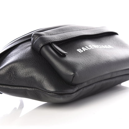 Balenciaga Smooth Calfskin Logo Large Everyday Beltpack Black White 5 of 9