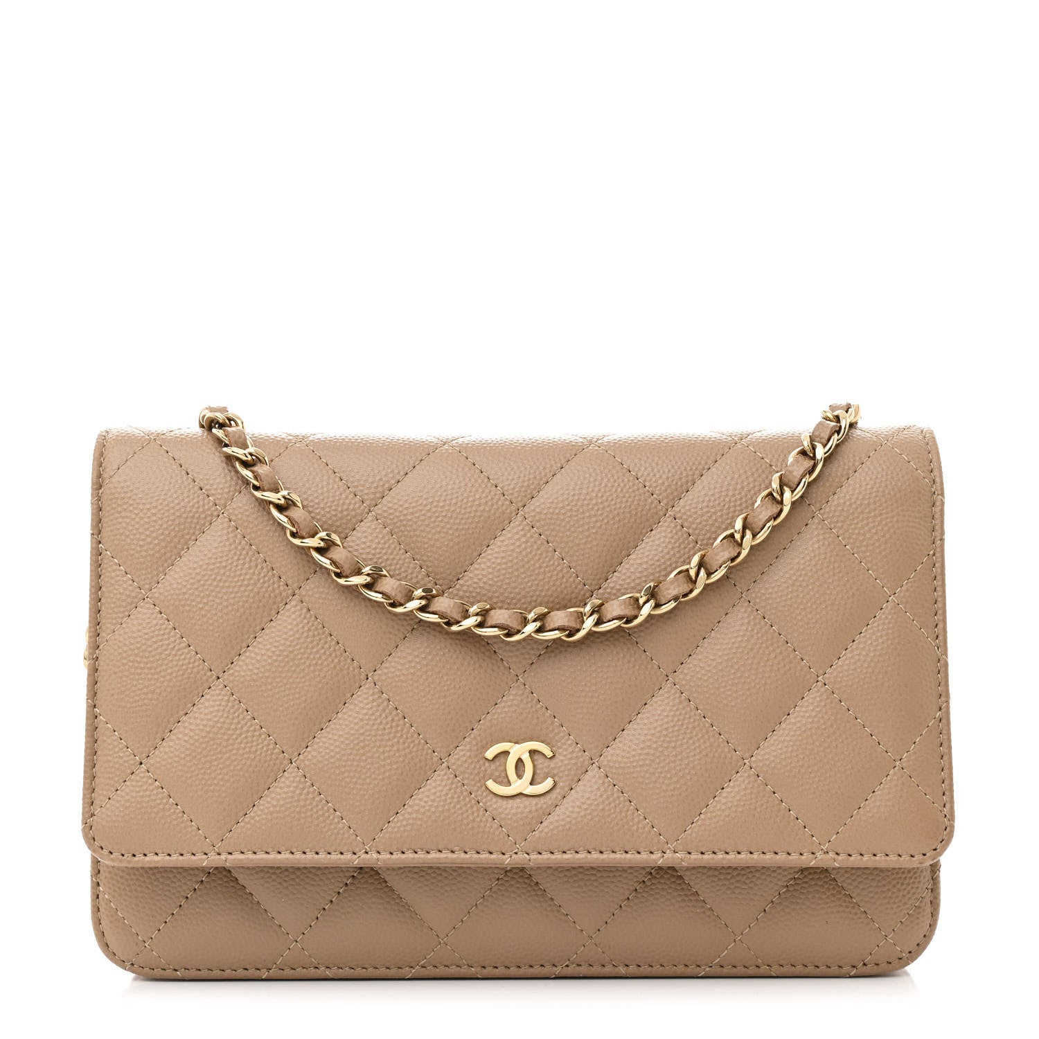 Chanel Caviar Quilted Wallet on Chain WOC Dark Beige 1 of 12