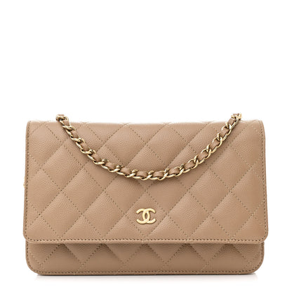 Chanel Caviar Quilted Wallet on Chain WOC Dark Beige 1 of 12